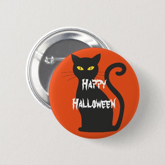 Happy Halloween Beängstigend Cat Button (Vorne & Hinten)