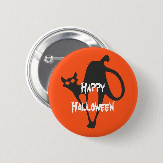 Happy Halloween Beängstigend Cat Button (Vorne & Hinten)