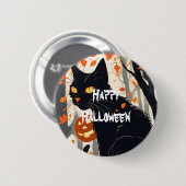 Happy Halloween Beängstigend Cat Button (Vorne & Hinten)
