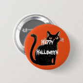 Happy Halloween Beängstigend Cat Button (Vorne & Hinten)
