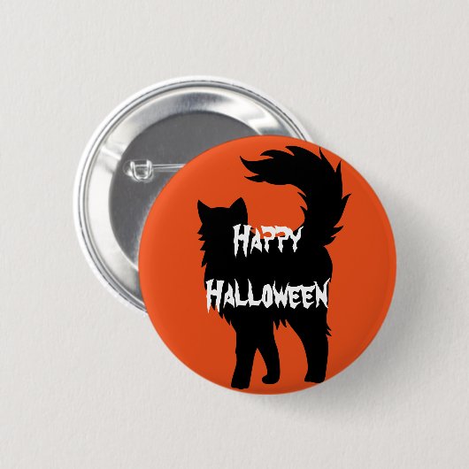 Happy Halloween Beängstigend Cat Button (Vorne & Hinten)