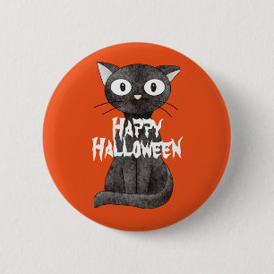 Happy Halloween Beängstigend Cat Button