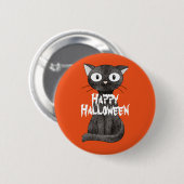 Happy Halloween Beängstigend Cat Button (Vorne & Hinten)