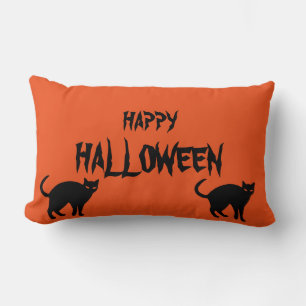 Happy Halloween Beängstigend Cat Orange Throw Lendenkissen