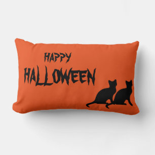 Happy Halloween Beängstigend Cat Orange Throw Lendenkissen