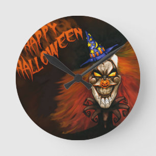 Happy Halloween Beängstigend Clown Runde Wanduhr