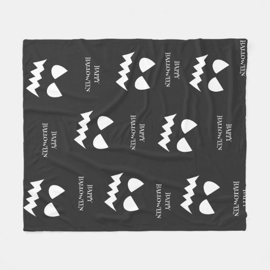 Happy Halloween Beängstigend Pumpkin Ghost Face Fleecedecke (Vorderseite (Horizontal))