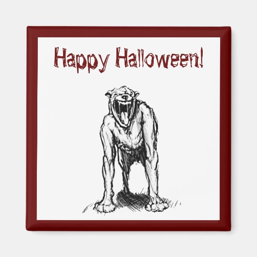 Happy Halloween Beängstigend Spooky Demon Hell Dog Magnet (Vorne)