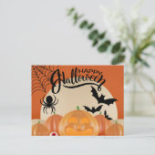 Happy Halloween Beängstigende Kürbis, Fledermäuse Postkarte (Stehend Vorderseite)