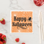 Happy Halloween Beängstigende Orange Black Spider Serviette (Beispiel)