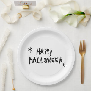 Happy Halloween beängstigende Typografie in Schwar Pappteller