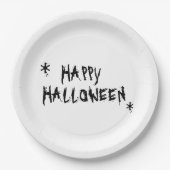 Happy Halloween beängstigende Typografie in Schwar Pappteller (Vorderseite)