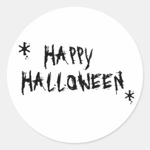 Happy Halloween beängstigende Typografie in Schwar Runder Aufkleber