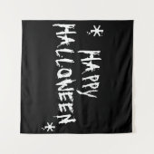 Happy Halloween beängstigende Typografie in Schwar Wandteppich (Vorderseite (Horizontal))
