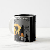 Happy Halloween beängstigender Geist Zweifarbige Tasse (Vorderseite Links)