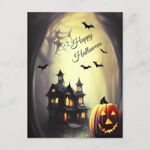 Happy Halloween Beängstigendes Spuk Haus Postkarte