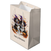 Happy Halloween Berner Hunde Mittlere Geschenktüte (Rückseite Schrägansicht)