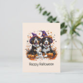 Happy Halloween Berner Hunde Postkarte (Stehend Vorderseite)