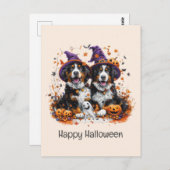 Happy Halloween Berner Hunde Postkarte (Vorne/Hinten)