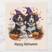 Happy Halloween Berner Hunde Weinetikett (Einzelnes Label)