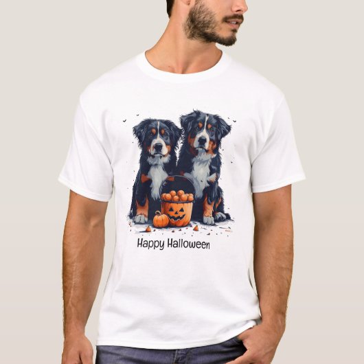 Happy Halloween Bernese Mountain Hunde Pumpkin T-Shirt (Vorderseite)