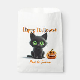 Happy Halloween BIG GRÜNE MIT AUGEN SCHWARZE KATZE Geschenktütchen
