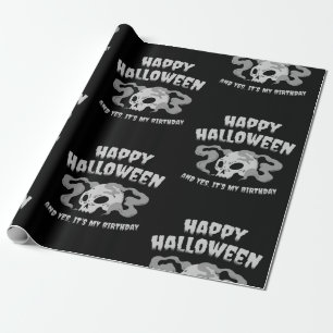 happy halloween birthday skull goth geschenkpapier