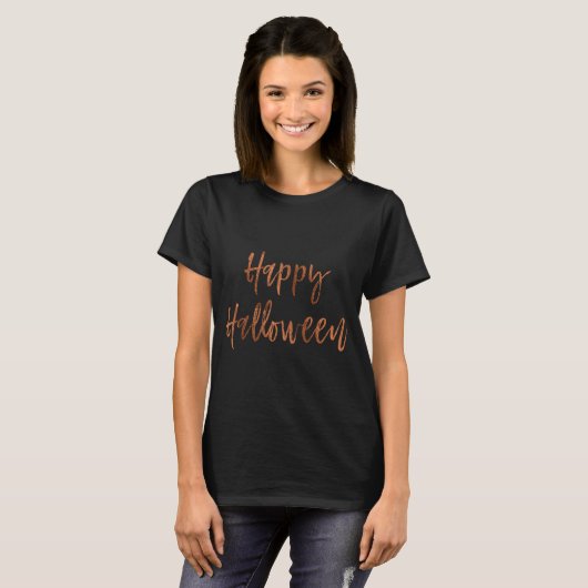 Happy Halloween Black and Orange Halloween T - Shi T-Shirt (Vorne ganz)