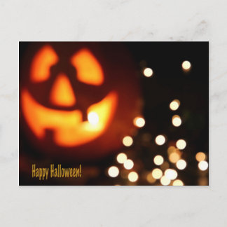 Happy Halloween Black and Orange Pumpkin Post Card Postkarte