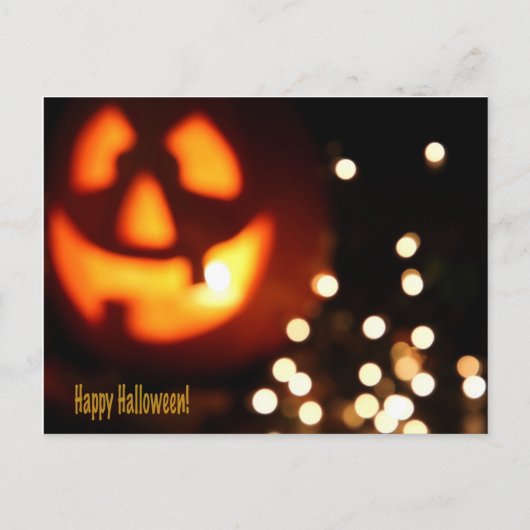 Happy Halloween Black and Orange Pumpkin Post Card Postkarte (Vorderseite)