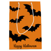 Happy Halloween Black and Orange Spooky Fley Mittlere Geschenktüte (Vorderseite)