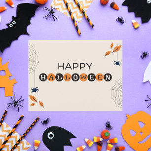 Happy Halloween Black and Orange Spooky Spider Feiertagspostkarte