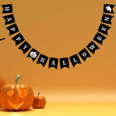 Happy Halloween Black and White Spider Webmuster Wimpelkette