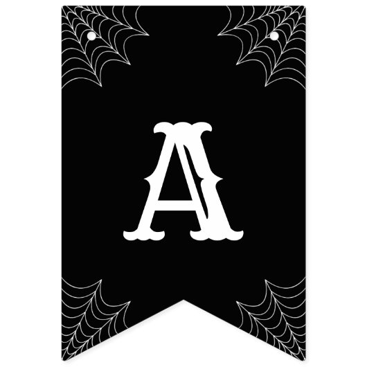 Happy Halloween Black and White Spider Webmuster Wimpelkette (Zweite Fahne)