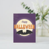 Happy Halloween Black Bat Postkarte (Stehend Vorderseite)