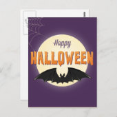 Happy Halloween Black Bat Postkarte (Vorne/Hinten)