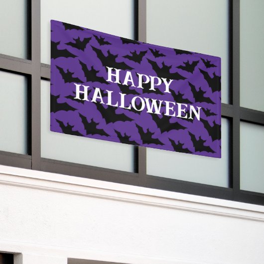 Happy Halloween Black Bats lila, sprichwörtliches Banner (Äußeres Gebäude)