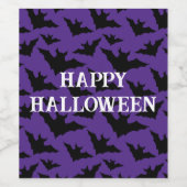 Happy Halloween Black Bats lila, sprichwörtliches Weinetikett (Einzelnes Label)