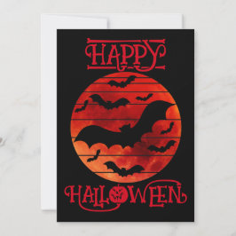 Happy Halloween Black Bats Moon Orange Einladung