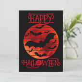 Happy Halloween Black Bats Moon Orange Einladung (Stehend Vorderseite)