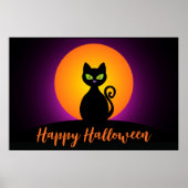Happy Halloween Black Cat and Moon Poster (Vorne)