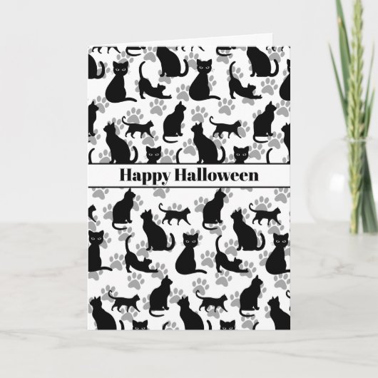 Happy Halloween Black Cat Anpassbare Karte (Vorderseite)
