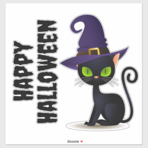 Happy Halloween Black Cat Aufkleber