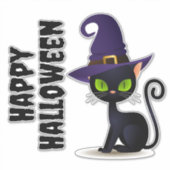 Happy Halloween Black Cat Aufkleber (Vorderseite)