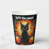 Happy Halloween Black Cat Bats Pumpkins Pappbecher (Rückseite)