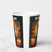 Happy Halloween Black Cat Bats Pumpkins Pappbecher (Rechts)