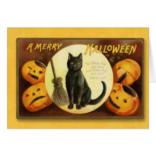 Happy Halloween: Black Cat & Broomstick