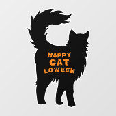 Happy Halloween Black Cat Catloween Fensteraufkleber (Blatt)