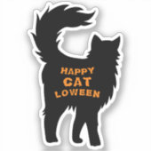 Happy Halloween Black Cat Catloween Tiny Vinyl Aufkleber (Vorderseite)