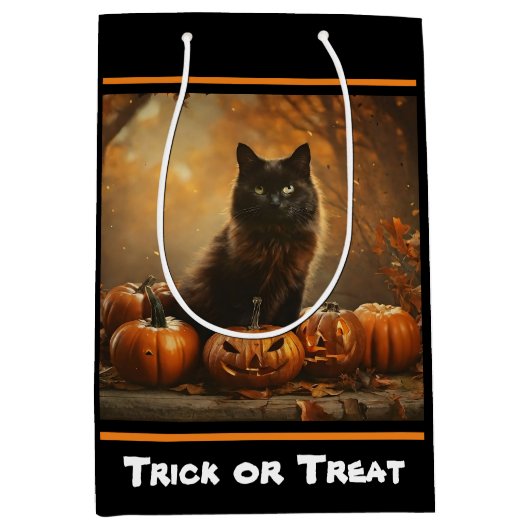 Happy Halloween Black Cat Collection Mittlere Geschenktüte (Vorderseite)